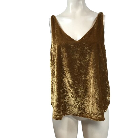 LOFT Tops - LOFT - WOMEN'S SMALL - GOLD SLEEVELESS V NECK VELOUR HOLIDAY CAMISOLE TANK